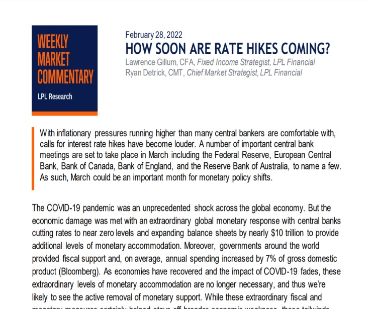 How Soon Are Rate Hikes Coming? | Weekly Market Commentary | February 28, 2022